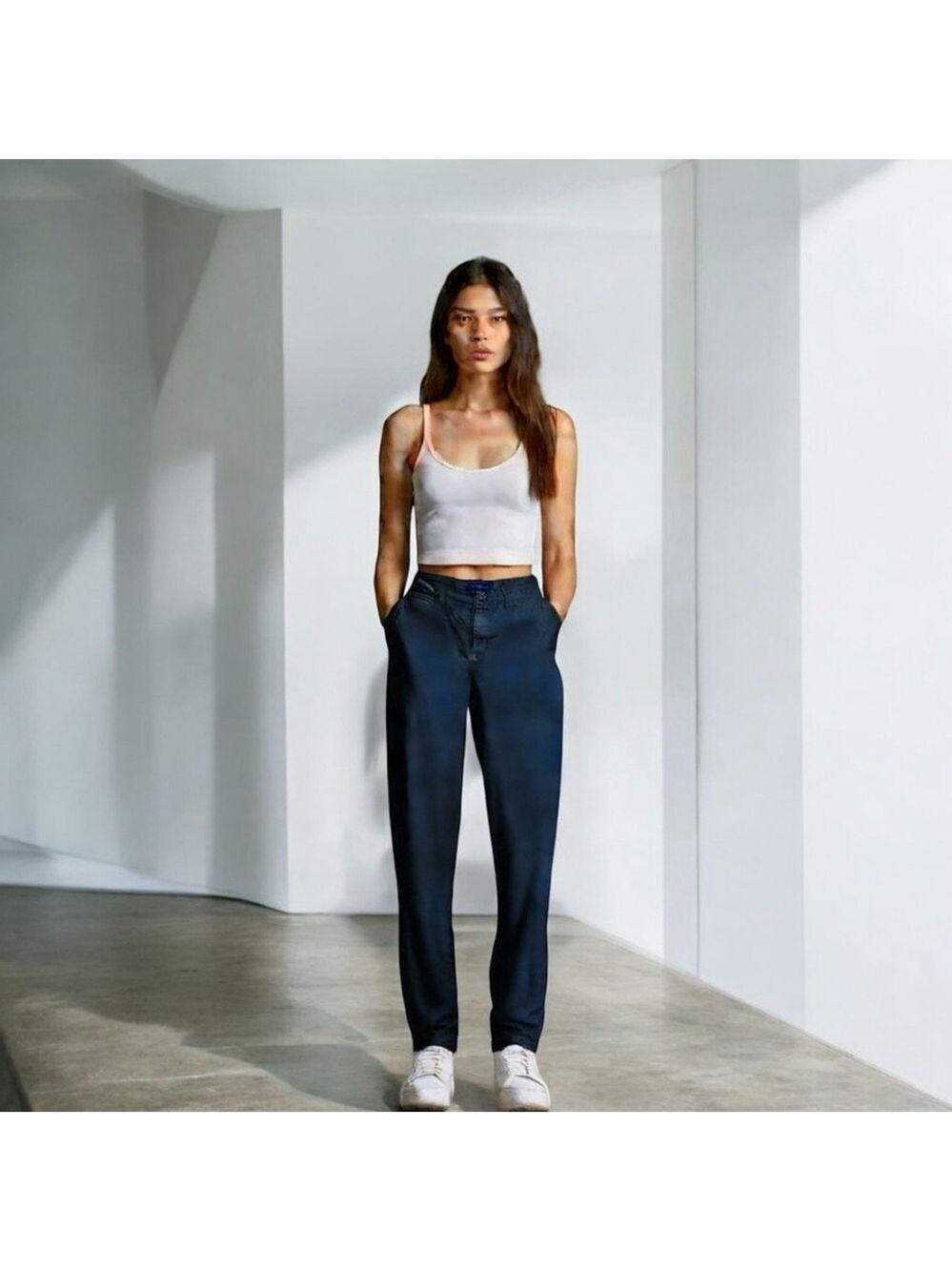 * NEW Outerknown Dark Blue Relaxed Straight Organic Cotton Twill Pants Size 8